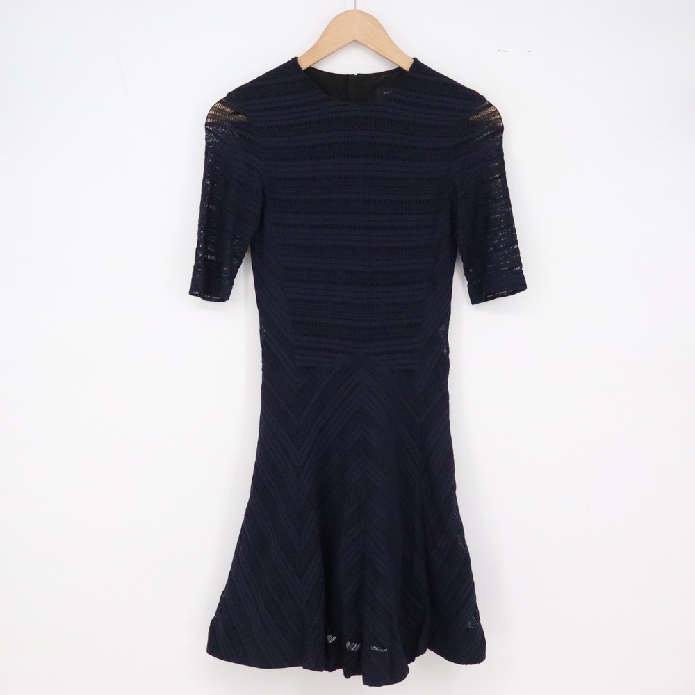 Rag & Bone Dress Womens 00 Store Exclusive Navy Blue Pointelle Knit Excellent